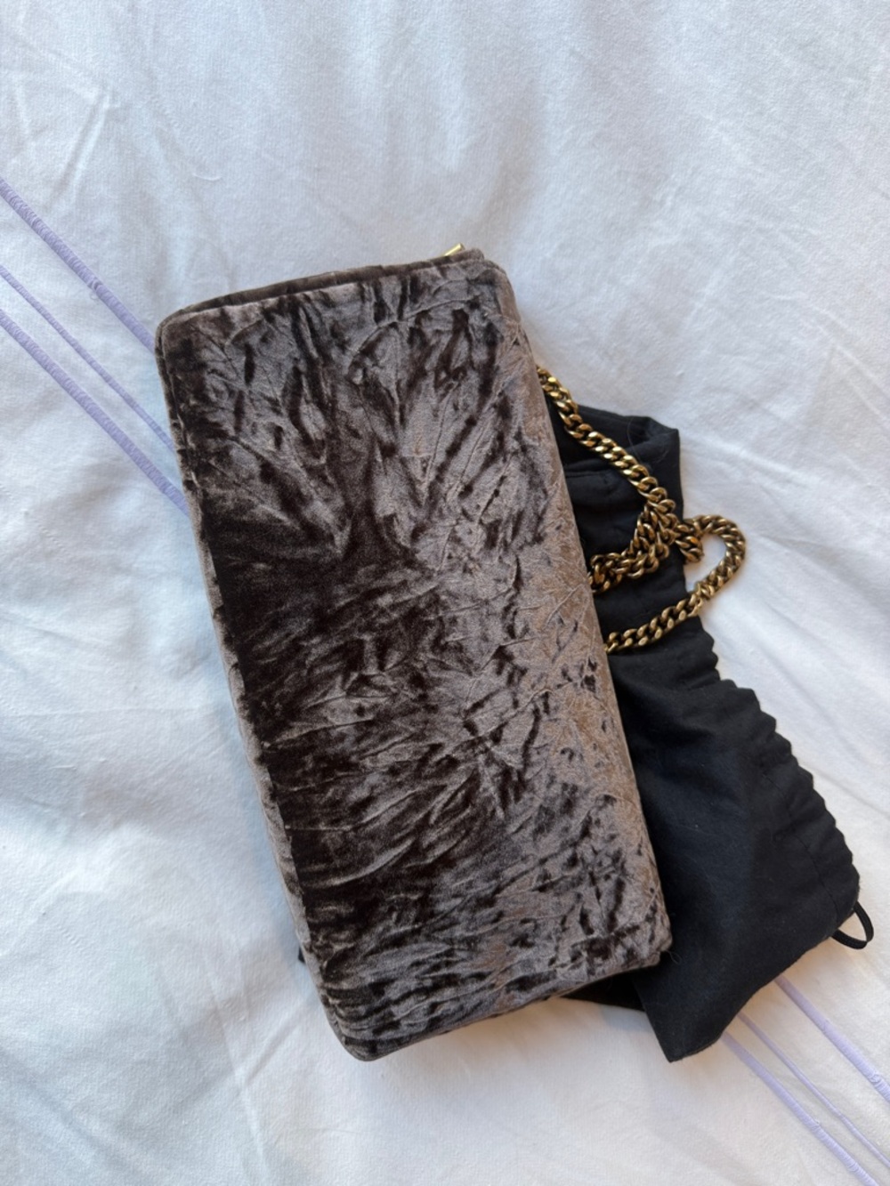 Saint Laurent Kate 99 Velvet YSL Monogram Clutch - Picture 6 of 12